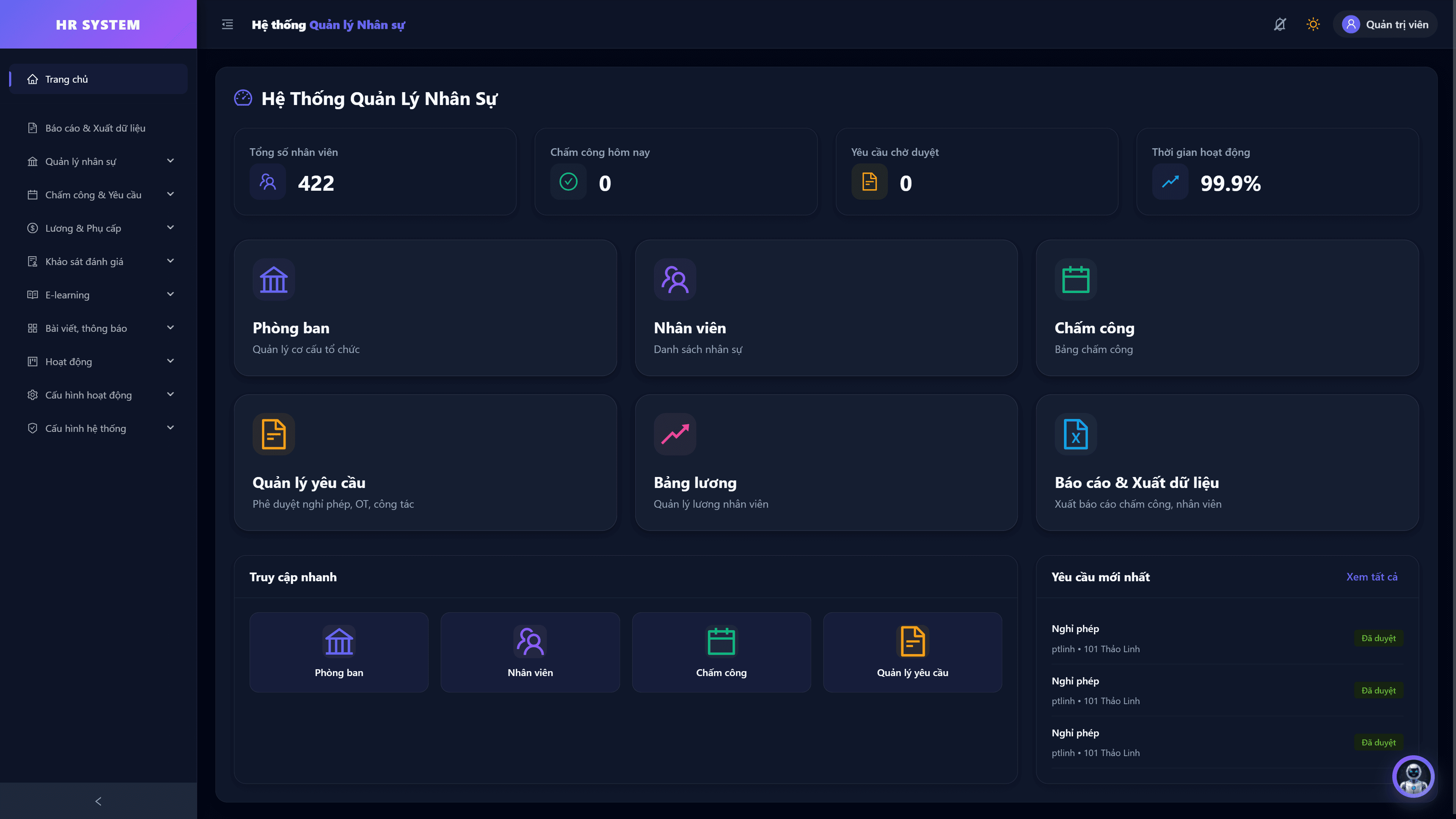 HRM System — thiết bị chấm công